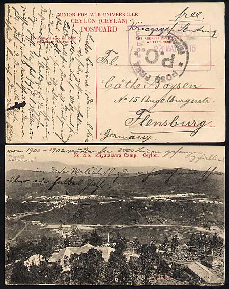 Ceylon 1915 Picture Postcard Diyatalawa POW Camp Postal History Archive ...